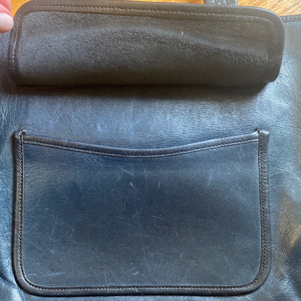 Vintage Navy Handmade Leather Large Tote Bag Handles & Shoulder Strap - Picture 15 of 15